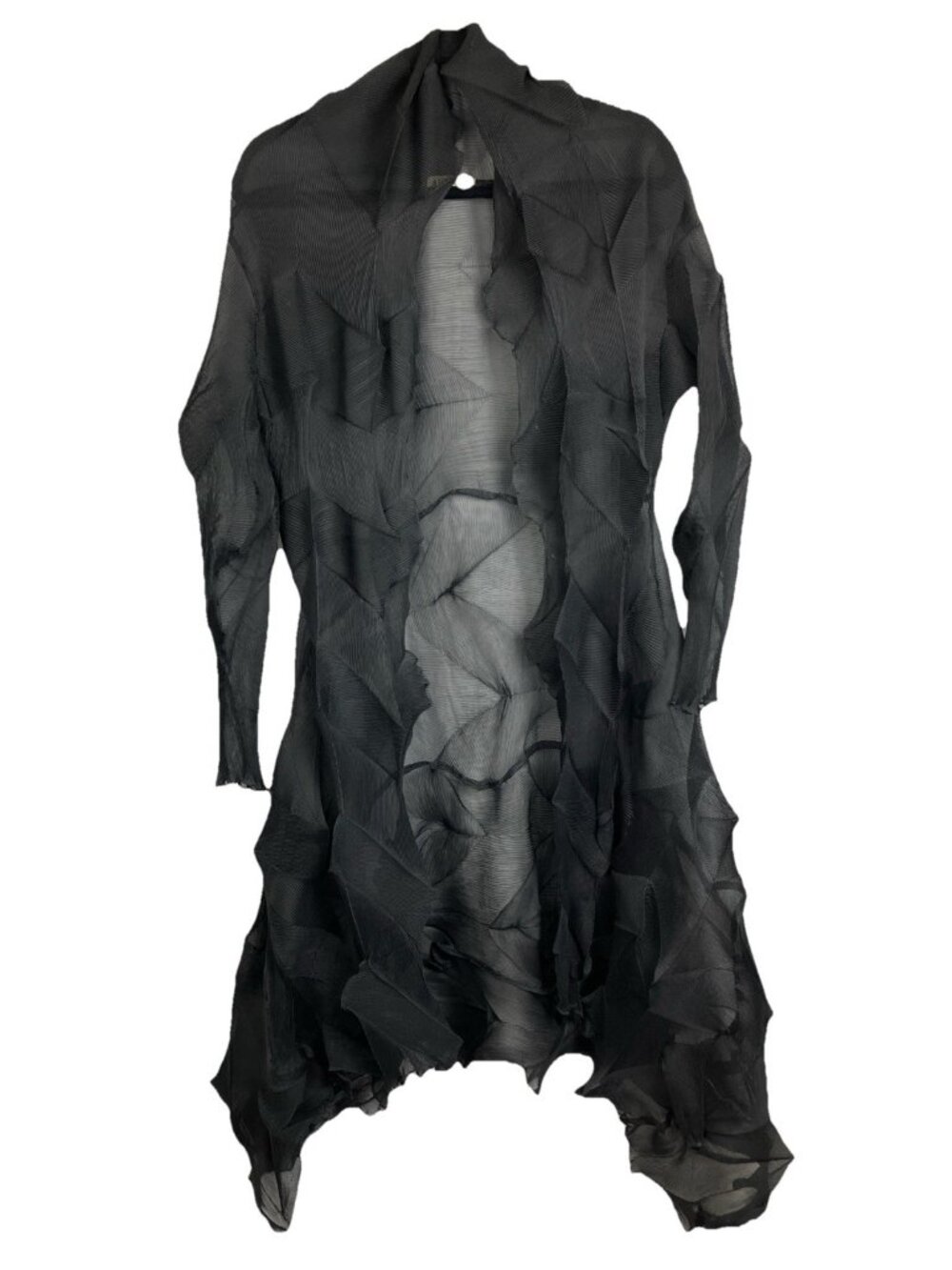DIMENSIONAL Alquema Pleat  Duster Lagenlook Black Sheer